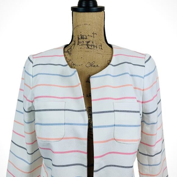 Talbots Womens White Striped Blazer Size 8 Petite Business Career NWT Multicolor - Picture 3 of 11